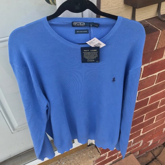 Polo Ralph Lauren Other - Polo Ralph Lauren 100% Pima Sweater Blue XXL NWT!